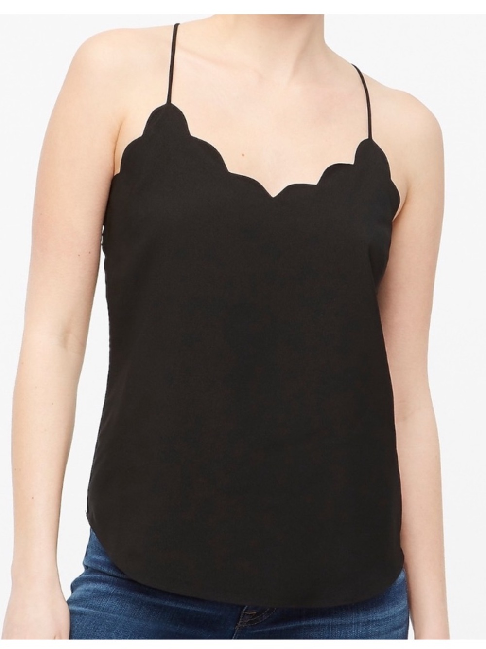 J. Crew Black Scallop-Edge Camisole